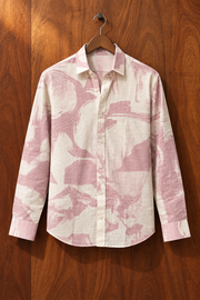 Lavender Abstract Print Cotton Spread Collar Shirt For Men