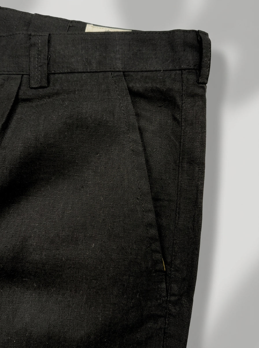 Black Modern Essential Relaxed Fit Trousers For Men's