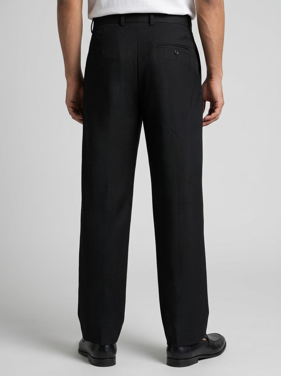 Black Modern Essential Relaxed Fit Trousers For Men's