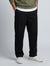 Black Modern Essential Relaxed Fit Trousers For Men's