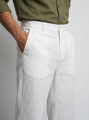 White Summer Ready Breathable Cotton Men's Trousers