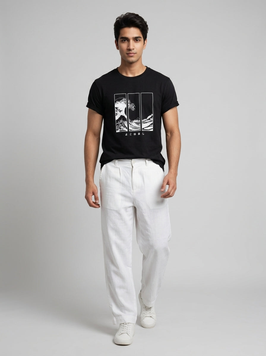 White Summer Ready Breathable Cotton Trousers for Men's