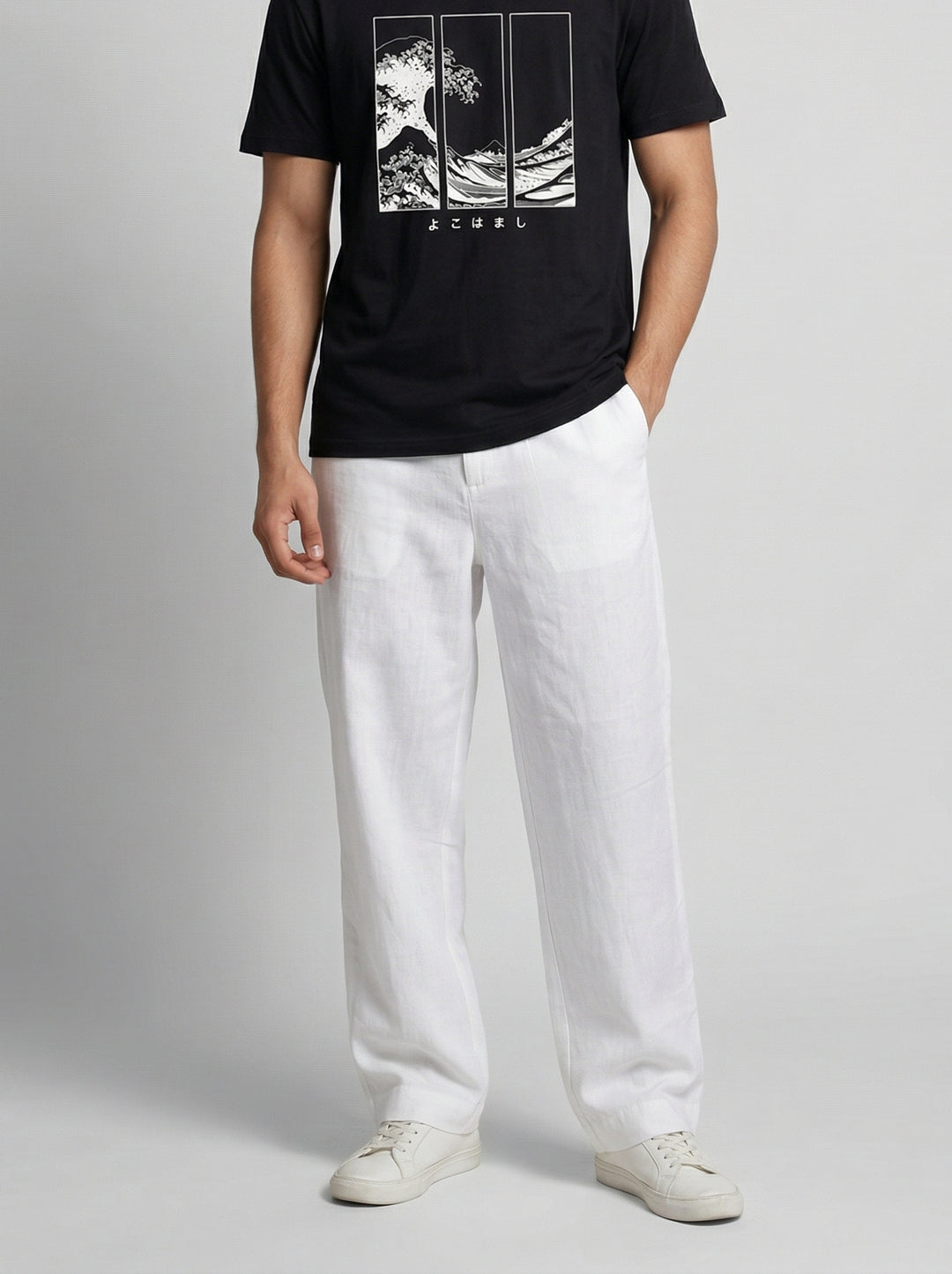 White Summer Ready Breathable Cotton Men's Trousers
