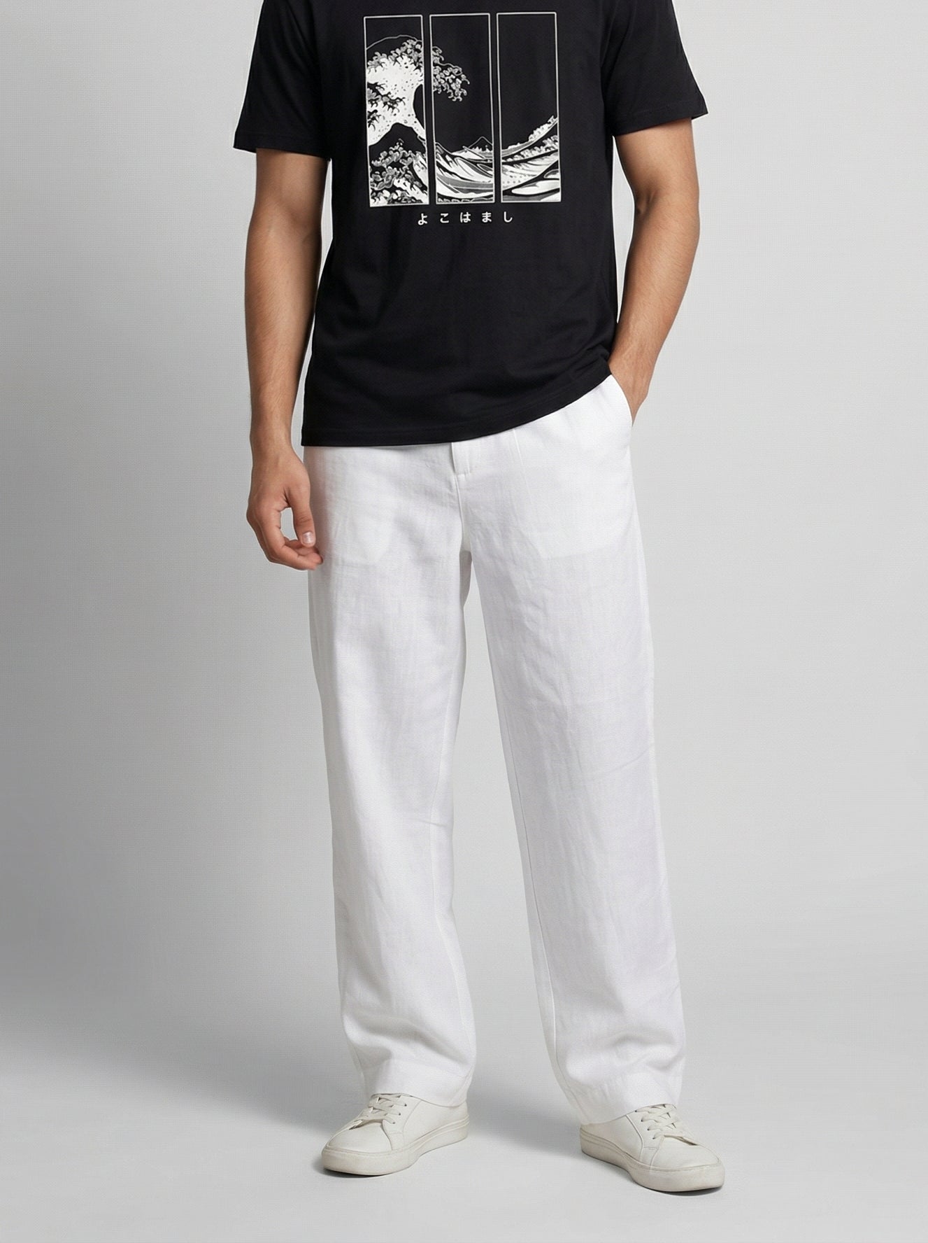 White Summer Ready Breathable Cotton Trousers for Men's