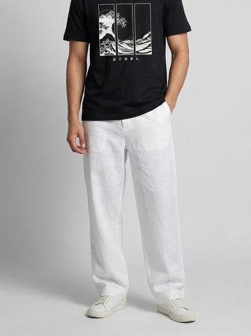 White Summer Ready Breathable Cotton Trousers for Men's