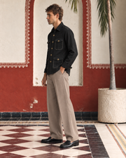 Black Linen Shirt Collar Solid Hunter Men's Shirt