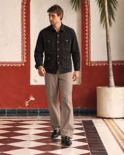 Black Linen Shirt Collar Solid Hunter Men's Shirt