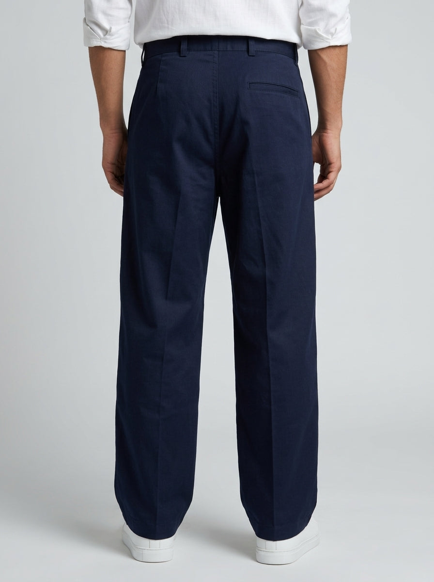 Navy Blue Solid Effortless Everyday Comfort Trousers For Men's