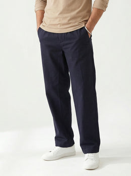 Navy Blue Solid Everyday Comfort  Men's Trousers