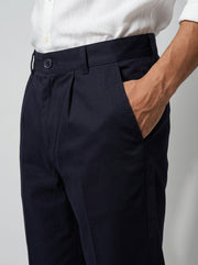 Navy Blue Solid Everyday Comfort  Men's Trousers