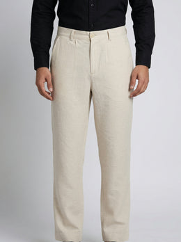 Cream Lightweight Linen-Look Men's Trousers