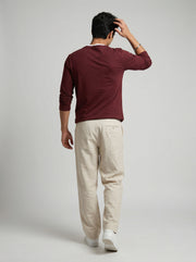 Cream Lightweight Linen-Look Men's Trousers