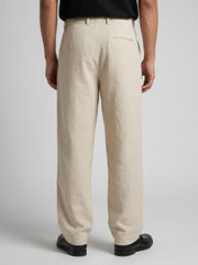 Cream Lightweight Linen-Look Men's Trousers