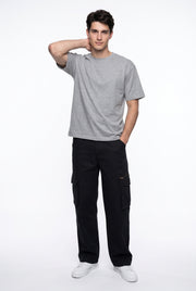 Black Regular Fit Utility With Multi-Pockets Cargo Pants For Men's
