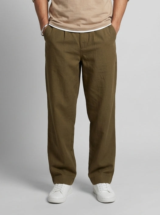 Brown Everyday Lightweight Relaxed Fit Pants For Men's