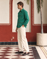 Teal Green Linen Shirt Collar Solid Hunter Men's Shirt