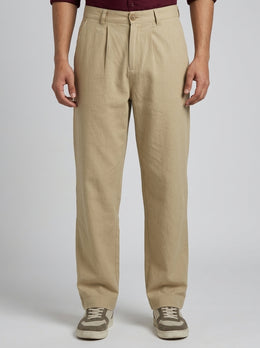 Beige Essential Wide-Leg Summer Men's Trousers