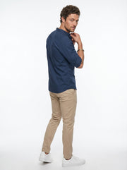 Black Band Collar Gingham Checks Casual Cotton Men's Shirt