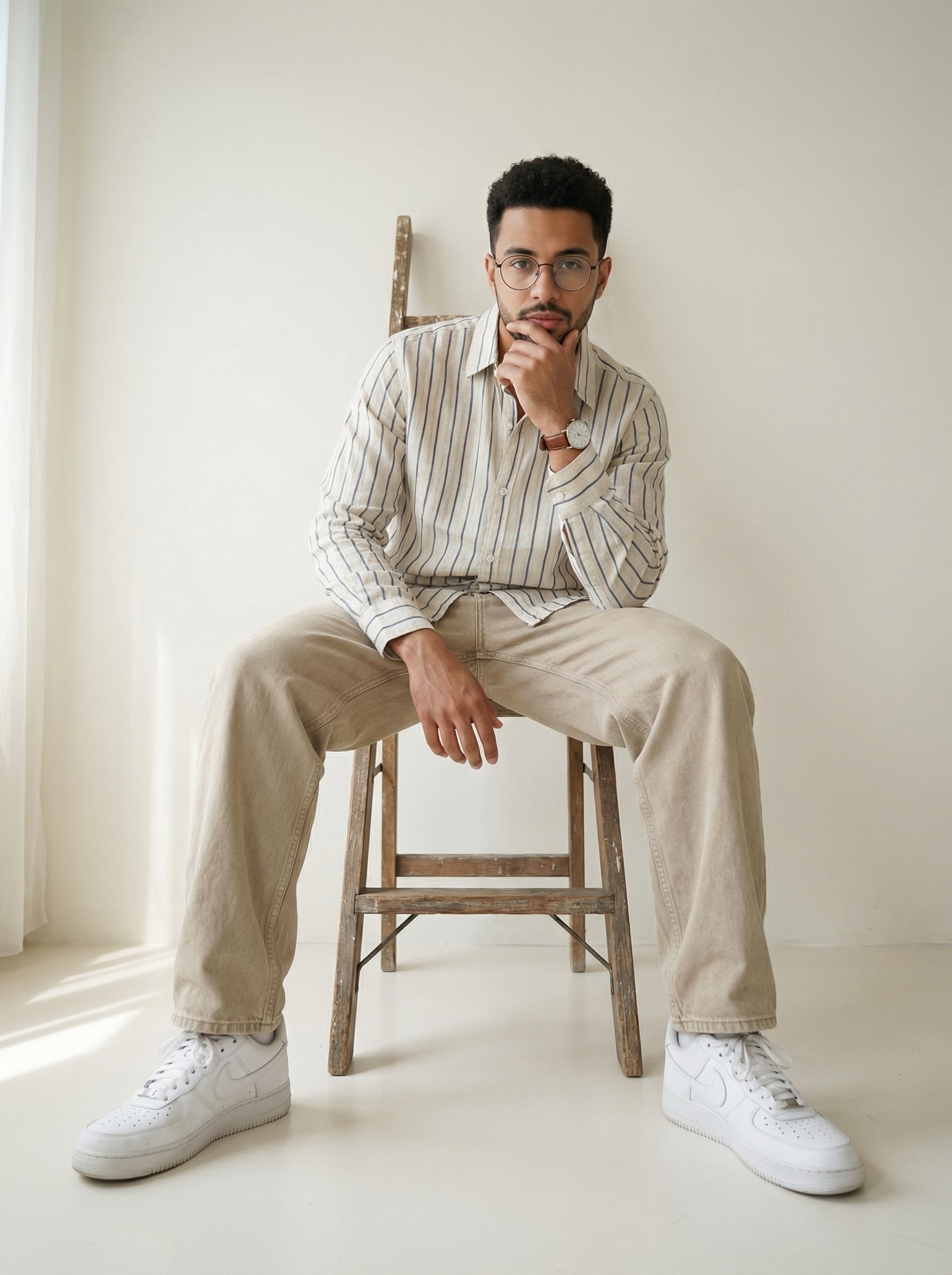 Blue Vertical Stripe Cotton Men's Shirt (Handloom Fabric)