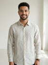 Blue Vertical Stripe Handloom Cotton Men's Shirt