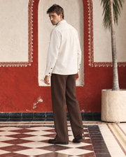 White Linen Shirt Collar Solid Hunter Men's Shirt