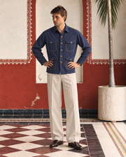 Denim Blue Linen Shirt Collar Solid Hunter Men's Shirt