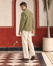 Sage Green Linen Shirt Collar Solid Hunter Men's Shirt