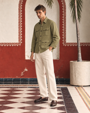 Sage Green Linen Shirt Collar Solid Hunter Men's Shirt