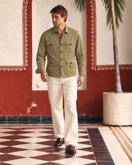 Sage Green Linen Shirt Collar Solid Hunter Men's Shirt