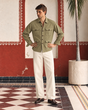 Sage Green Linen Shirt Collar Solid Hunter Men's Shirt