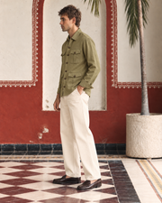Sage Green Linen Shirt Collar Solid Hunter Men's Shirt