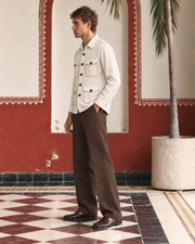 White Linen Shirt Collar Solid Hunter Men's Shirt