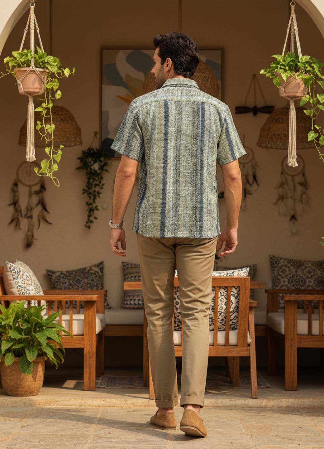 Multi Cuban Collar Solid Regular Fit Cotton Men's Shirt