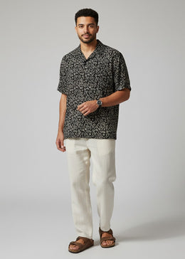 Black Abstract Print Pure Cotton Men's Shirt