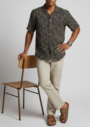 Black Abstract Print Pure Cotton Men's Shirt