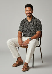 Black Abstract Print Pure Cotton Men's Shirt