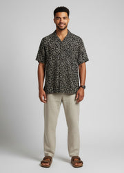 Black Abstract Print Pure Cotton Men's Shirt