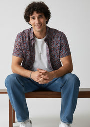 Maroon Spread Collar Ethnic Motifs Pure Cotton Men's Shirt