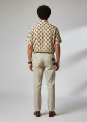 Beige Ethnic Motifs Spread Collar Pure Cotton Men's Shirt