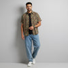 Green Floral Spread Collar Pure Cotton Men's Shirt