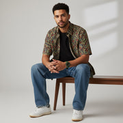 Green Floral Spread Collar Pure Cotton Men's Shirt
