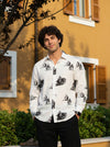 Off White Spread Collar Conversational Cotton Men's Shirt
