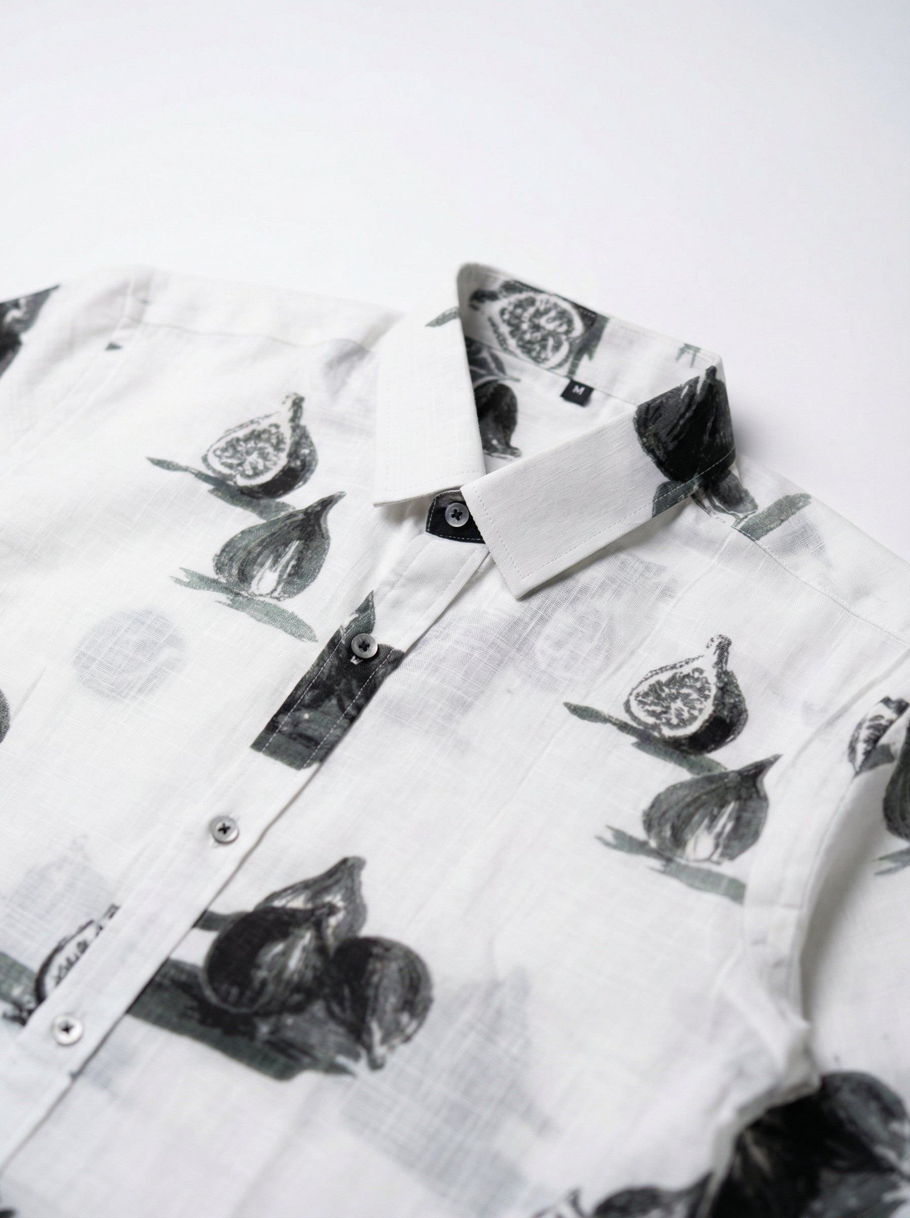 Off White Spread Collar Conversational Cotton Men's Shirt