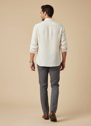 Off White Mandarin Collar Cotton Men's Shirt
