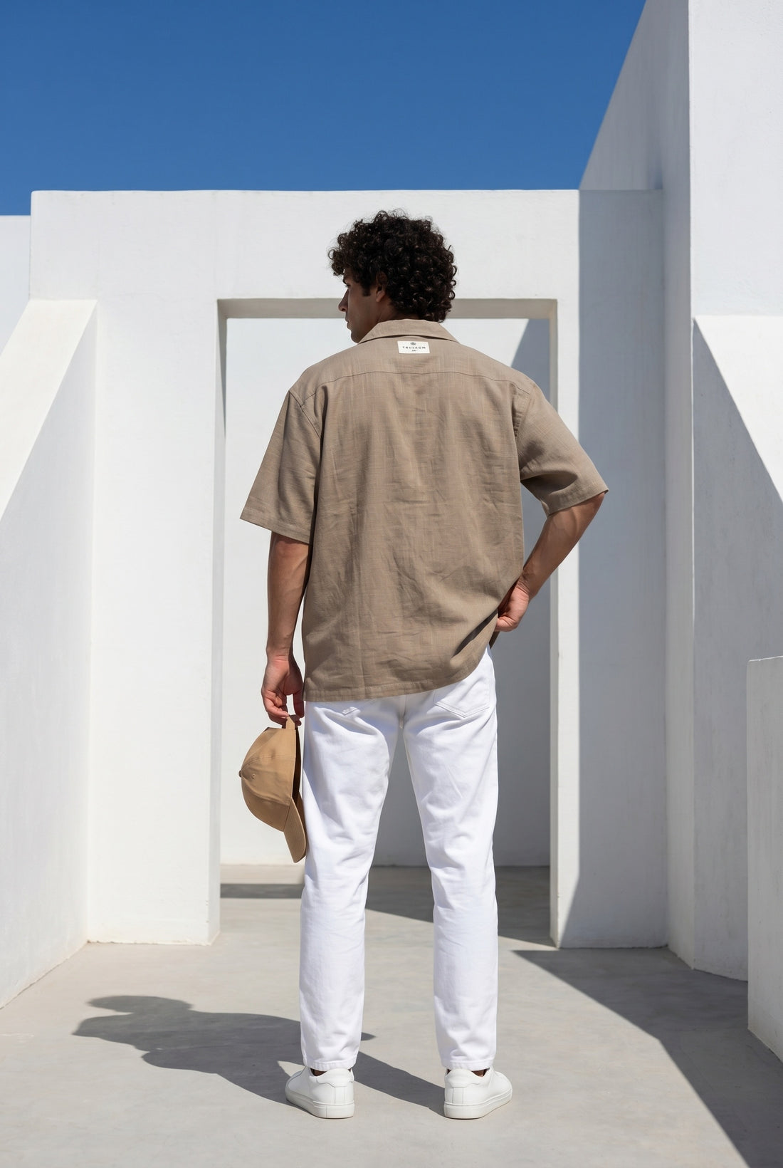 Grey Embroidred Cuban Collar Oversized Casual Cotton Men's Shirt