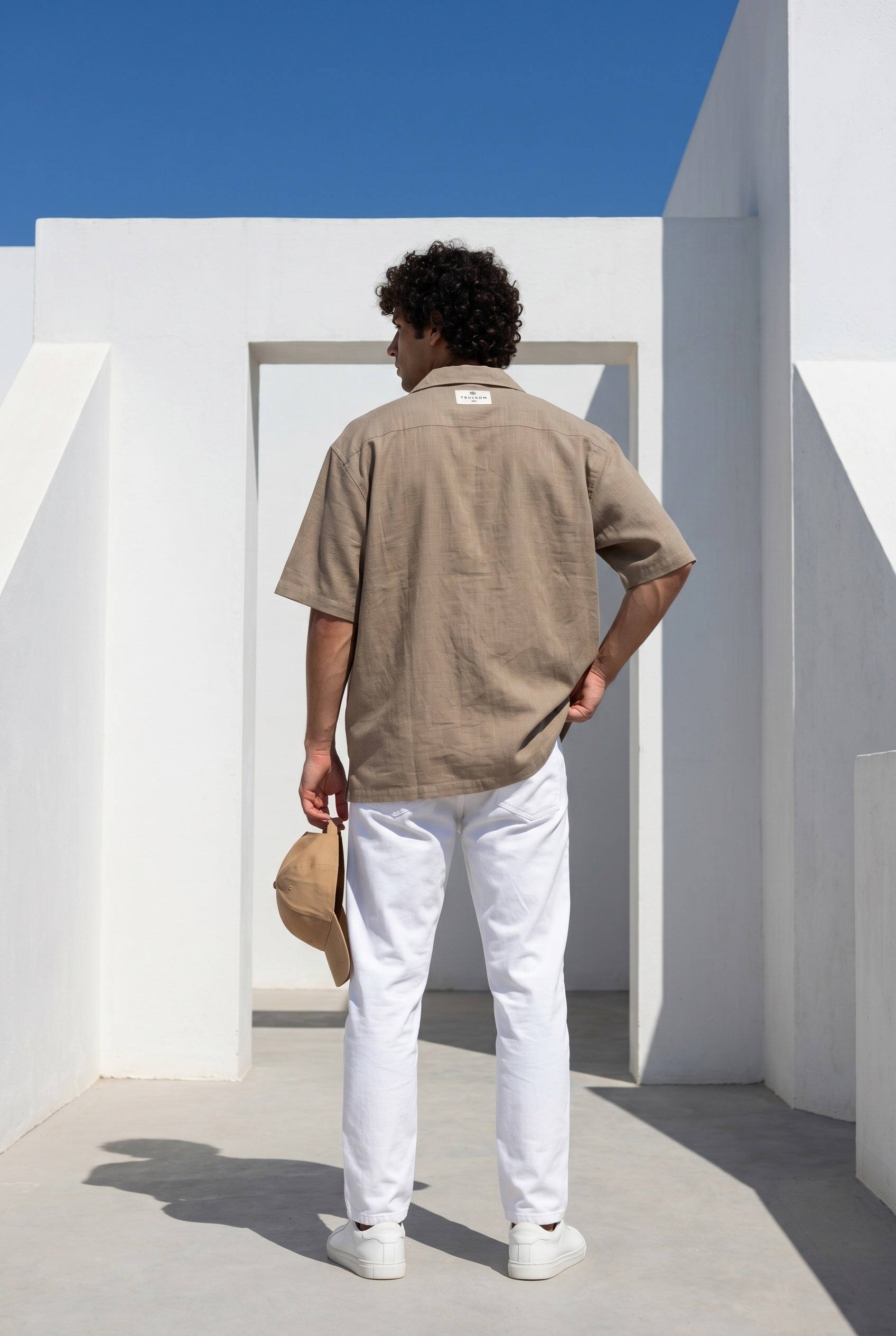 Grey Embroidred Cuban Collar Oversized Casual Cotton Men's Shirt