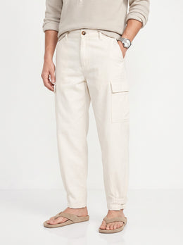Off-White Solid Relaxed Fit Utility Cotton Men's Cargo