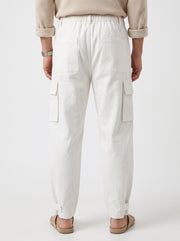 Off-White Solid Relaxed Fit Utility Cotton Men's Cargo