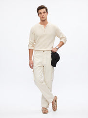 Off-White Solid Relaxed Fit Utility Cotton Men's Cargo