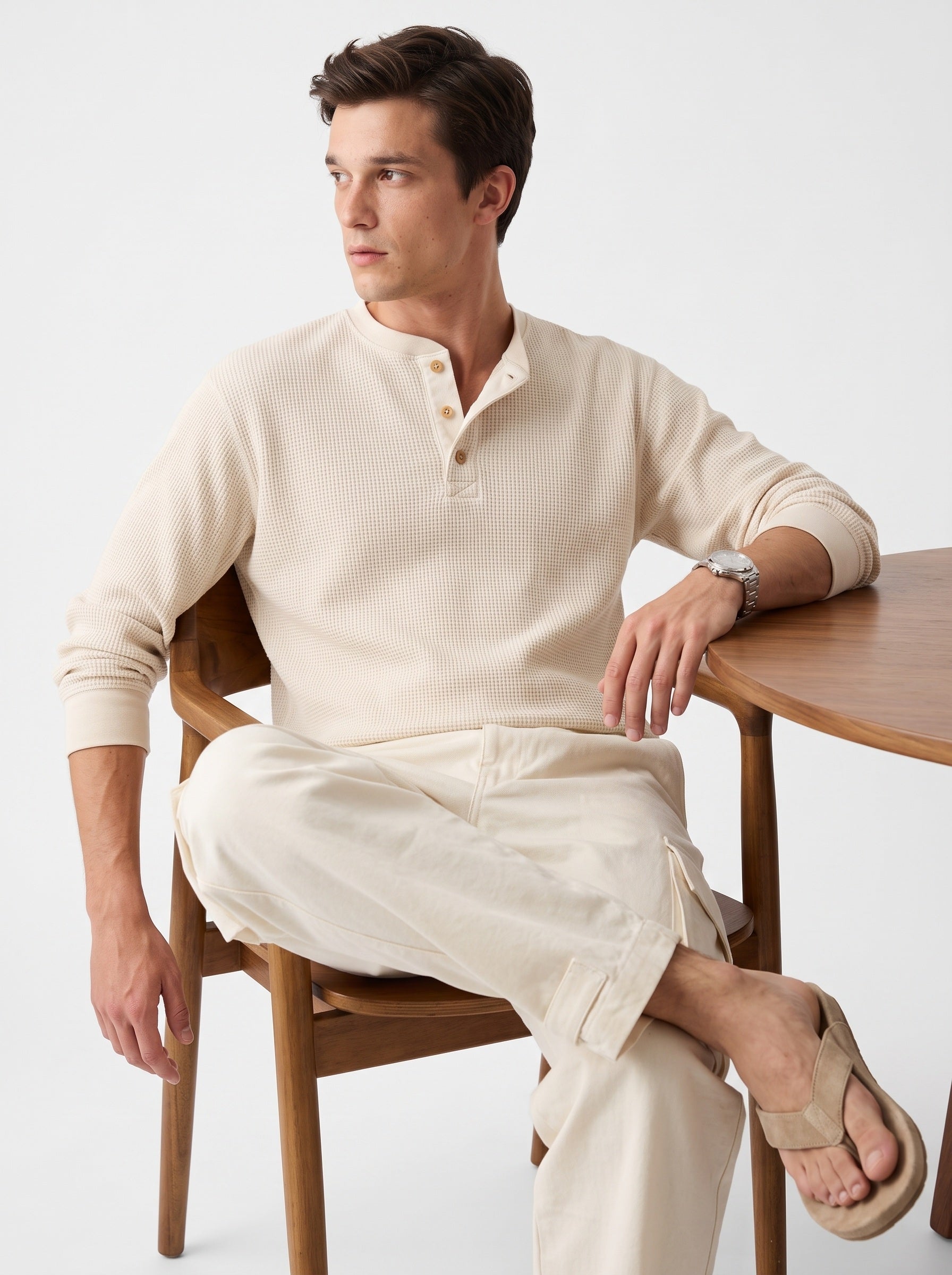 Off-White Solid Relaxed Fit Utility Cotton Men's Cargo